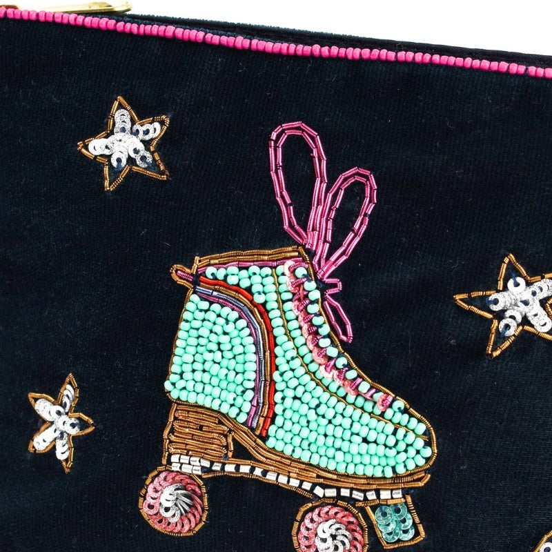 Disco Dreams Roller Skate & Stars Small Cosmetic Bag