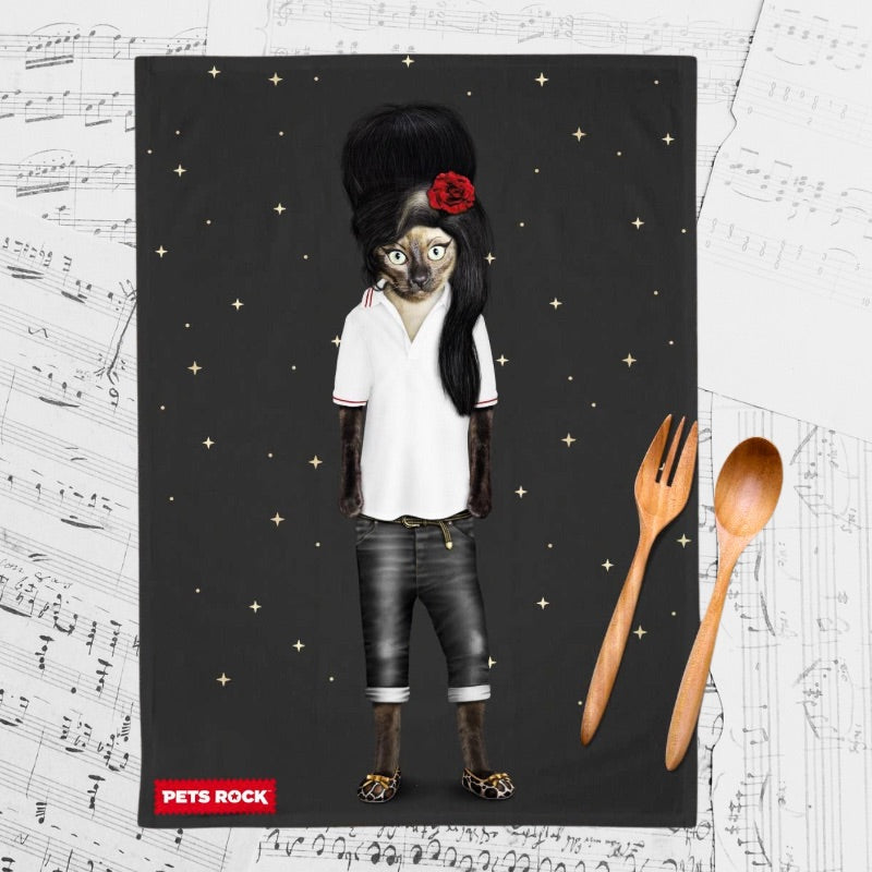 Amy Meowmorable Icon - Pets Rock Tea Towel