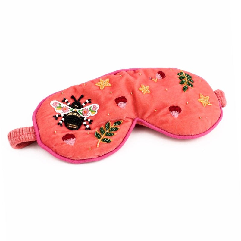 Peach Floral Bee Luxe Velvet Sleep Eye Mask