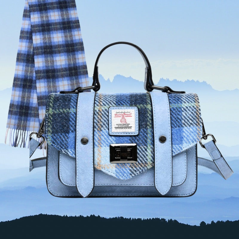Islander UK Mini Satchel in Blue Tartan