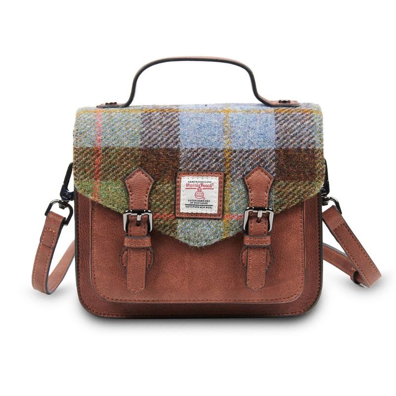 The Mini Calton Satchel in Chestnut and Blue Tartan