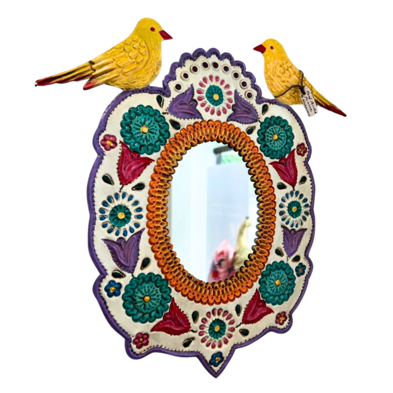Hand Painted Mirror of Happiness with Doves
