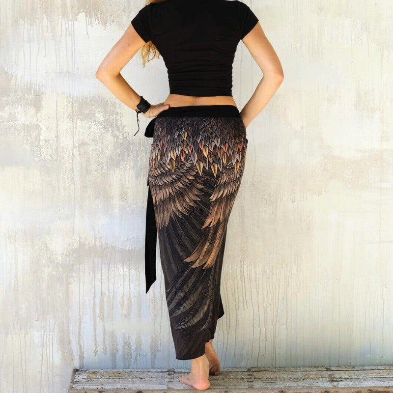 Shovava - Limited Edition Feather Wrap Reversible Skirt - Brown Tones