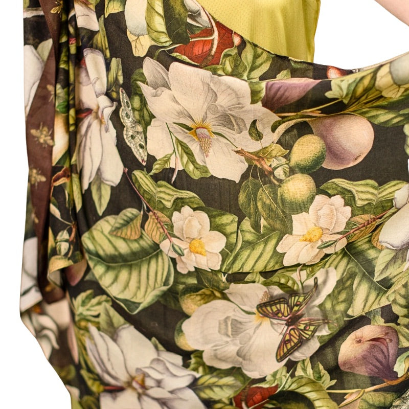Fleur De Lune Scarf with Floral Print & Bees