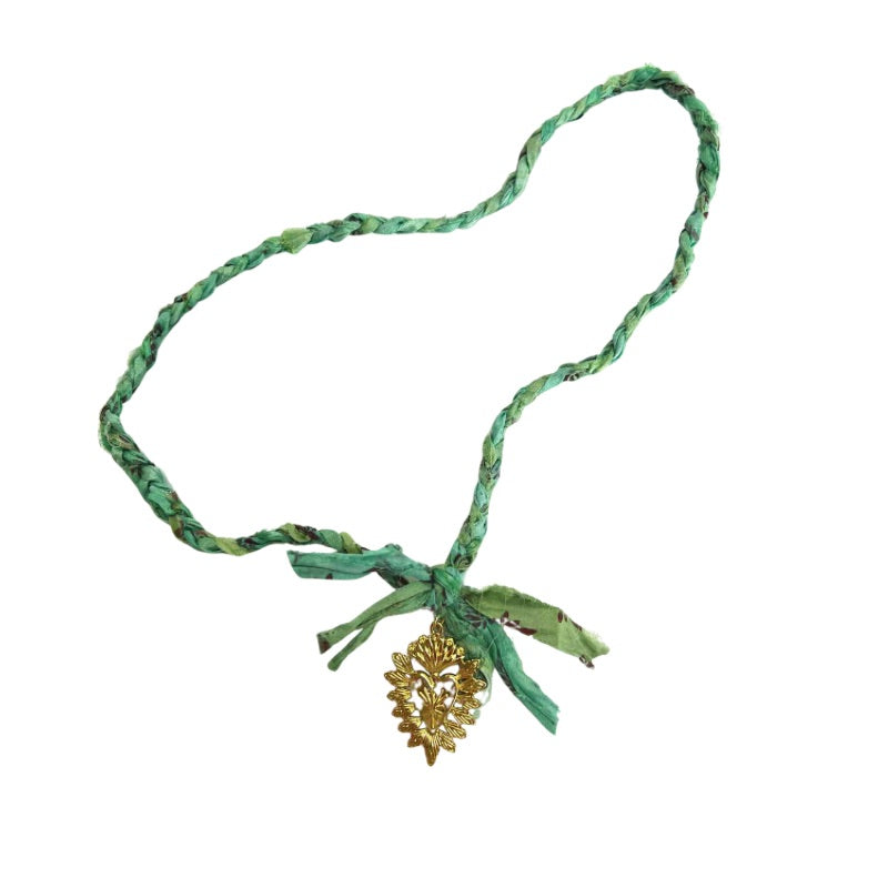 Recycled Silk Sari Necklace - Assorted Colours