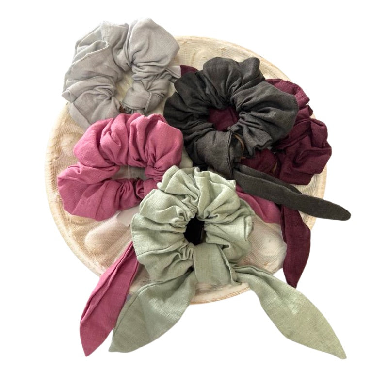 Linen Scrunchies with Detachable Tie