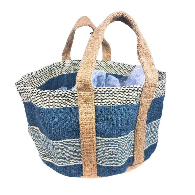 Large Jute Basket - Blue Chambray