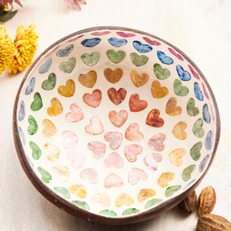 Shell Rainbow Heart Coconut Bowl