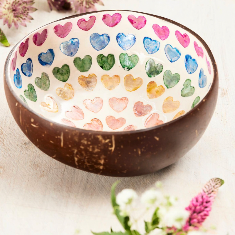Shell Rainbow Heart Coconut Bowl