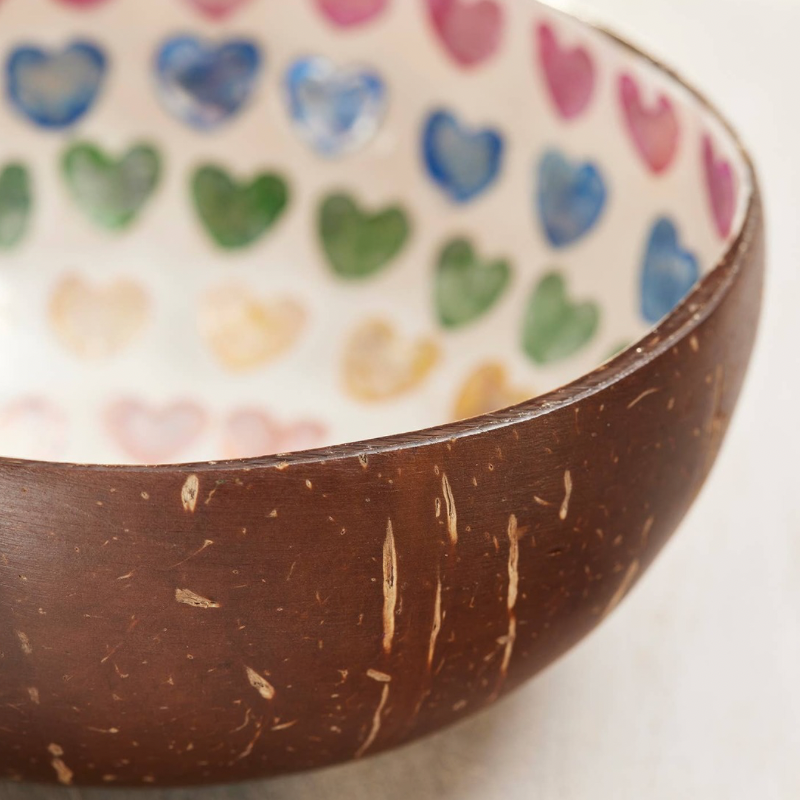 Shell Rainbow Heart Coconut Bowl