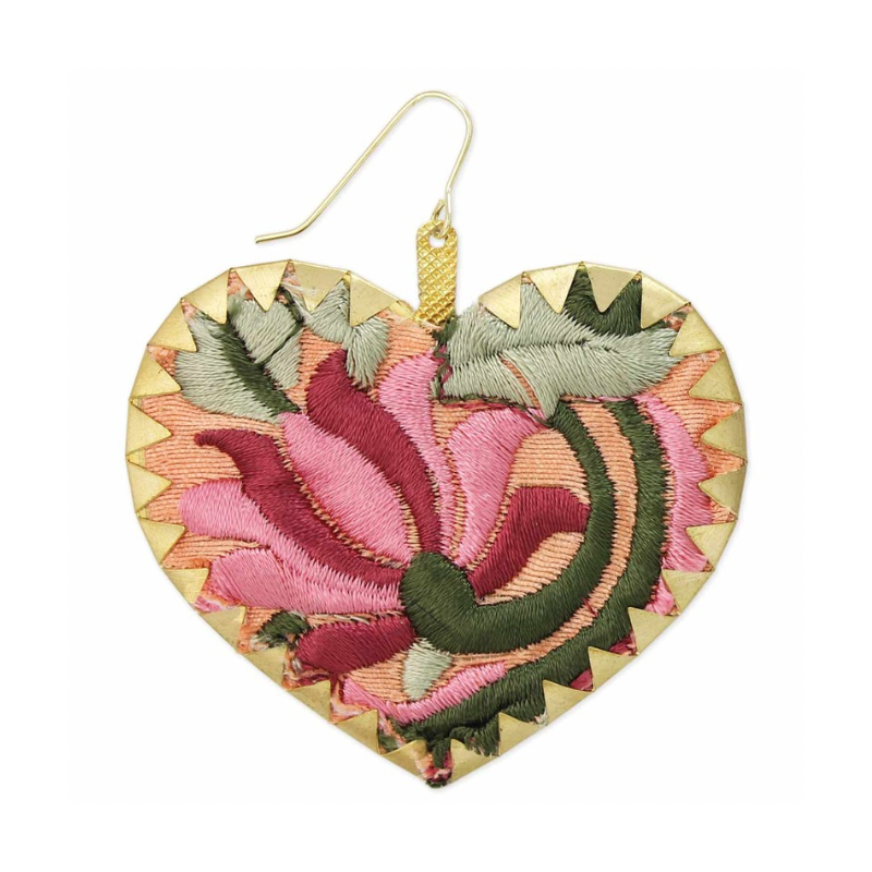 Embroidered Love Heart Earrings