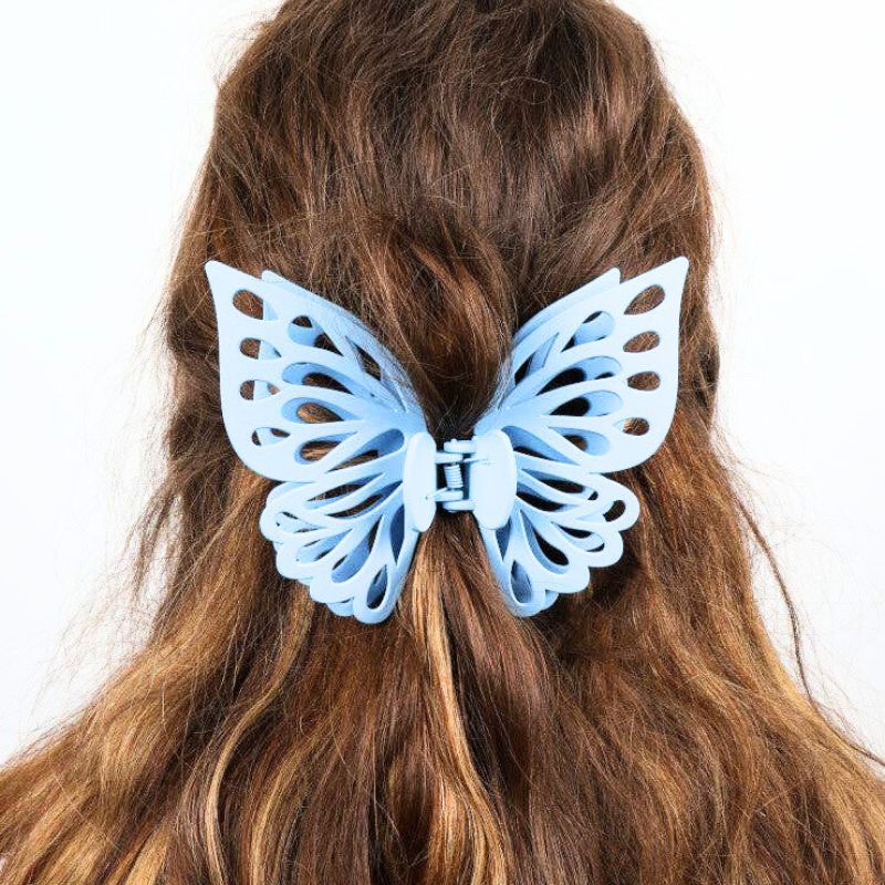 Claw Clip - Jumbo Double Butterfly - Light Blue