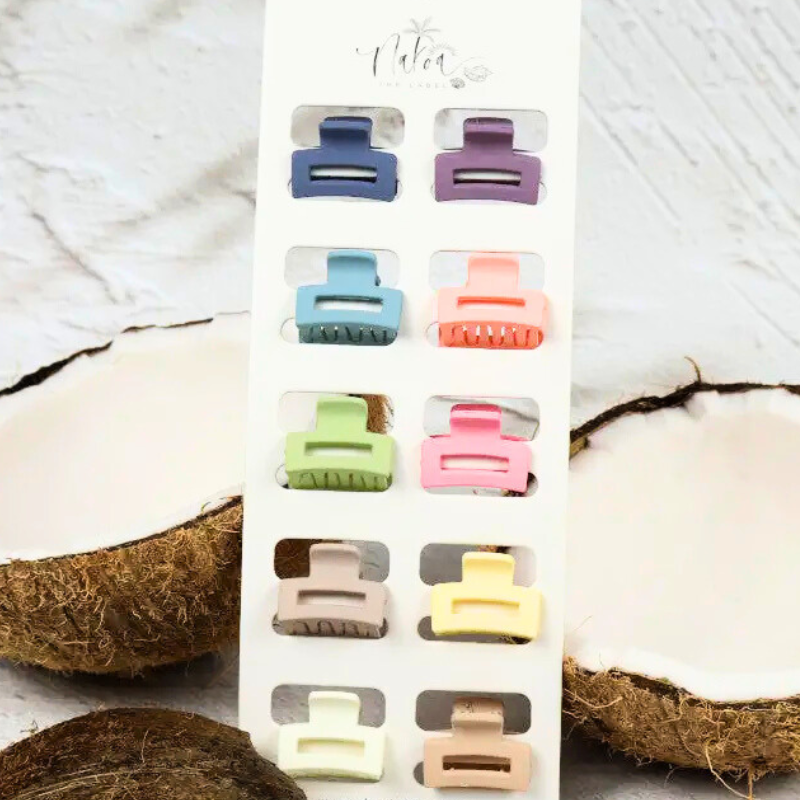 Mini Rectangle Claw Clip - Set of 10 in Pastels