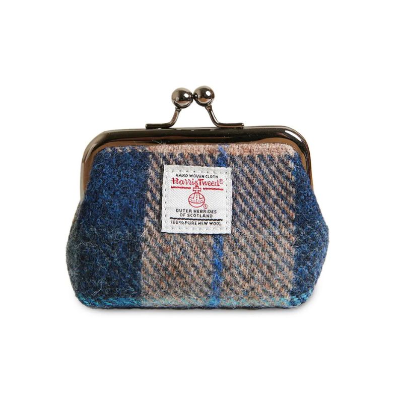 Coin Purse in Navy-Beige Tartan