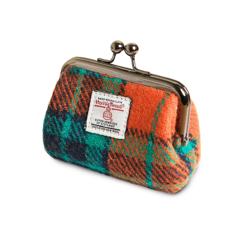 Coin Purse - Orange and Blue Tartan