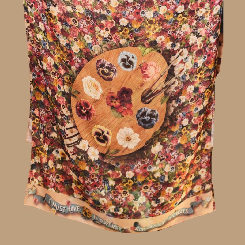 Art of Life Floral Scarf with Flower Paint Palette