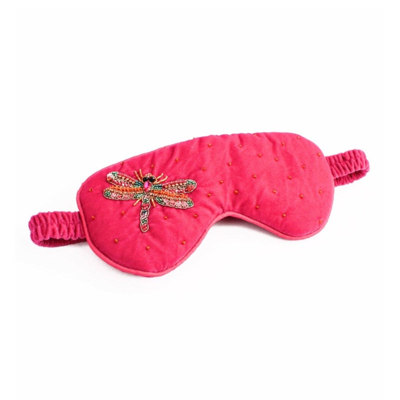 Pink Dragonfly Luxe Velvet Sleep Eye Mask