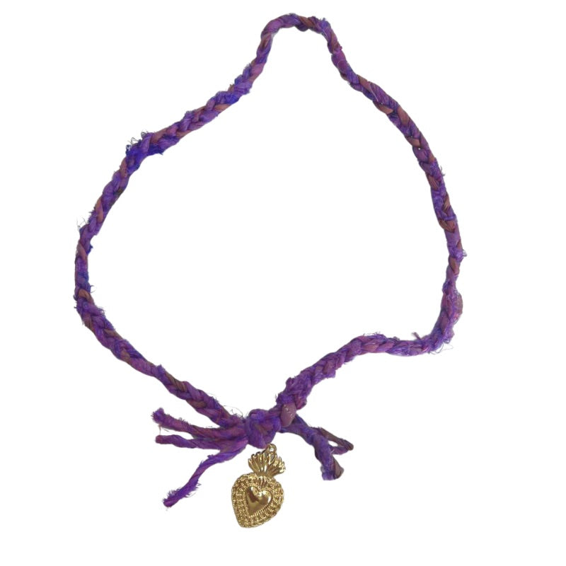 Recycled Silk Sari Necklace - Assorted Colours
