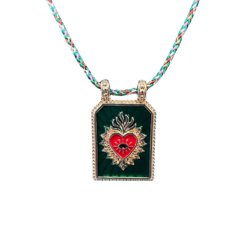 Sacred Heart Pendant on Plaited Colour Cord