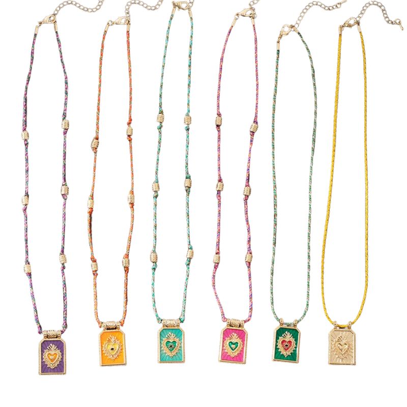 Sacred Heart Pendant on Plaited Colour Cord
