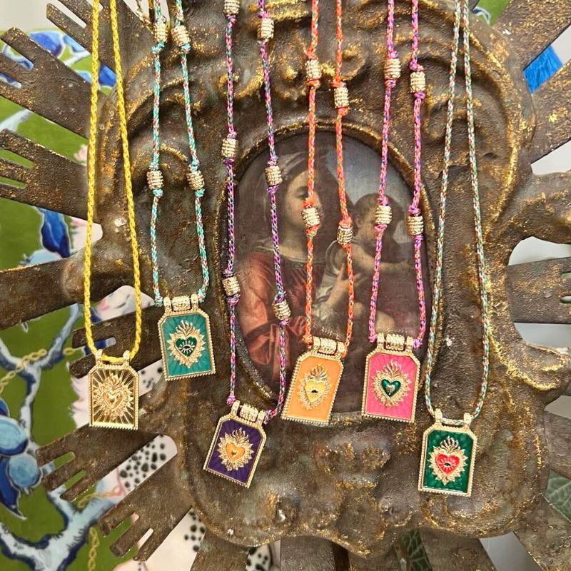 Sacred Heart Pendant on Plaited Colour Cord