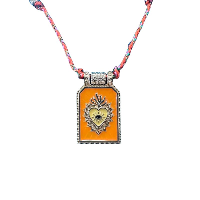 Sacred Heart Pendant on Plaited Colour Cord