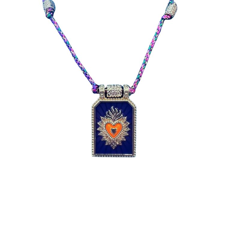 Sacred Heart Pendant on Plaited Colour Cord