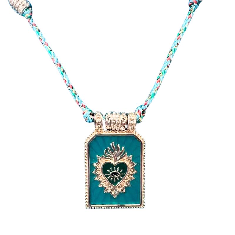 Sacred Heart Pendant on Plaited Colour Cord