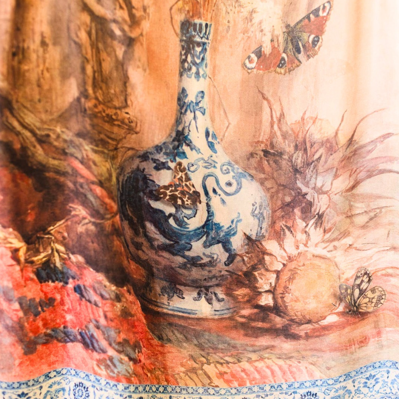 The Storyteller Scarf with Chinoiserie & Sunflowers