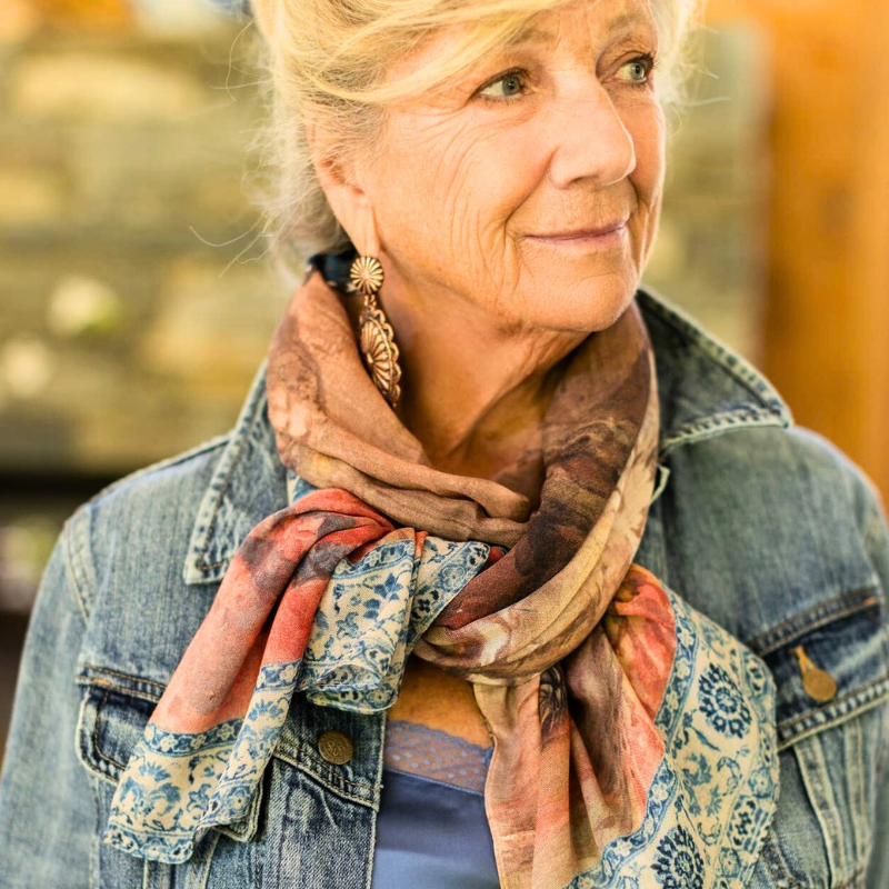 The Storyteller Scarf with Chinoiserie & Sunflowers