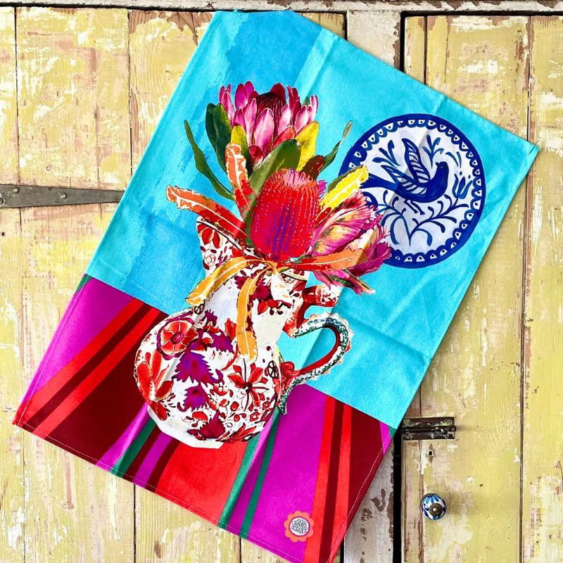 Anna Chandler Turquoise Kitchen Tea-Towel