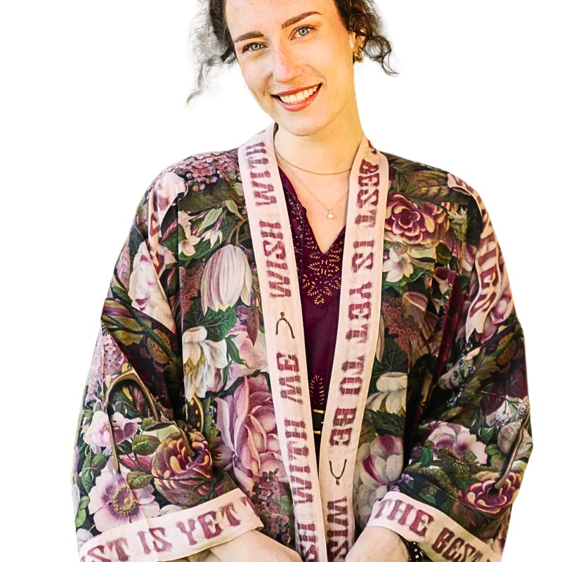 Make A Wish Cropped Kimono Jacket with Wishbone and Dandelion