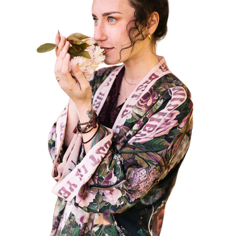 Make A Wish Cropped Kimono Jacket with Wishbone and Dandelion