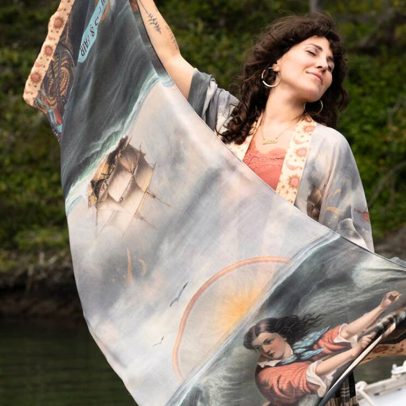 Hold Fast Scarf with Boat, Sun, Moon & Rainbow