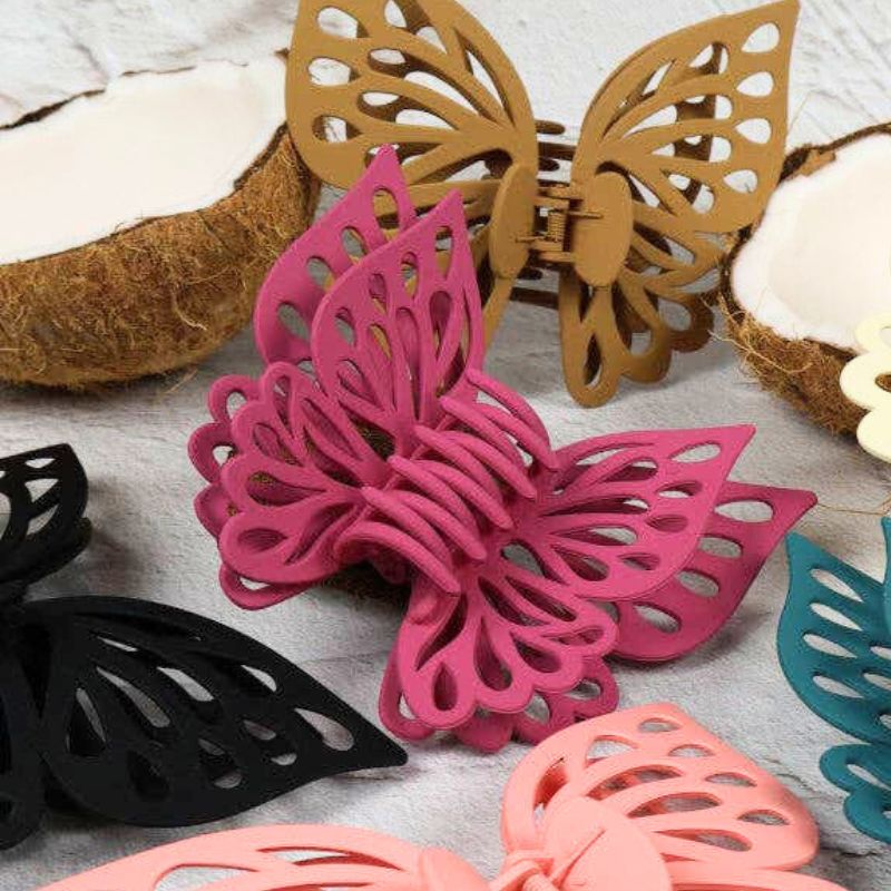 Claw Clip - Jumbo Double Butterfly - Black