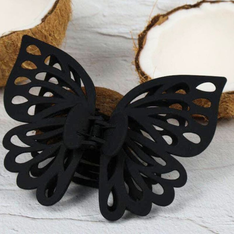 Claw Clip - Jumbo Double Butterfly - Black