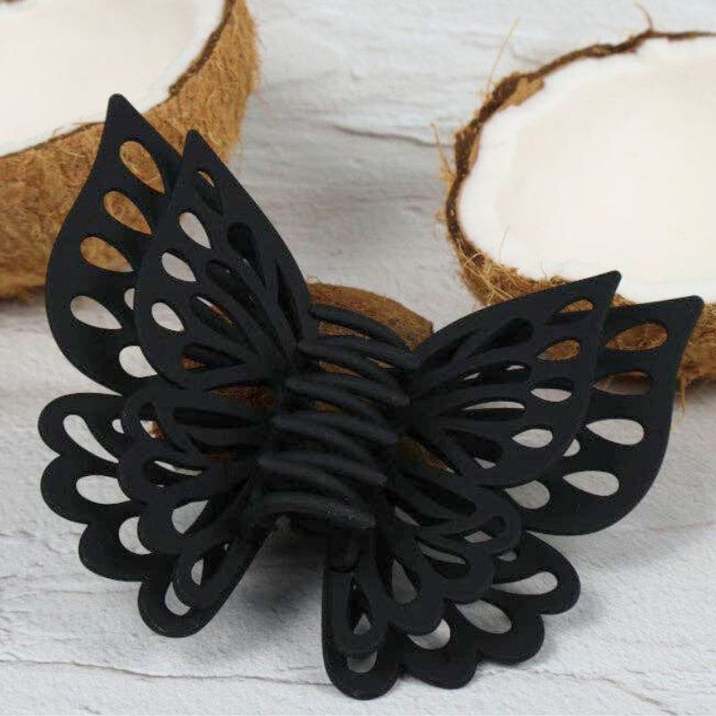 Claw Clip - Jumbo Double Butterfly - Black