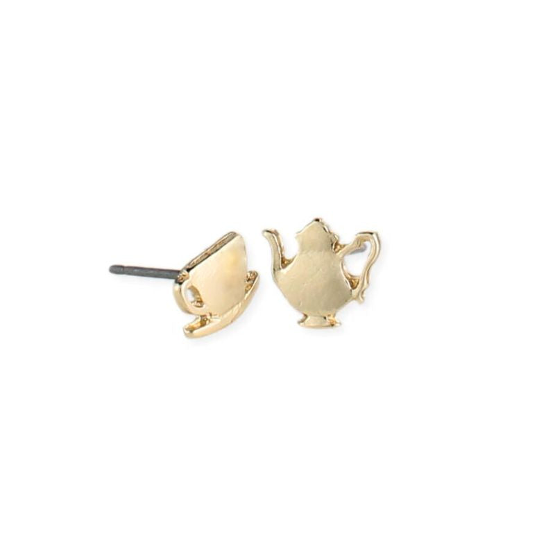 Cup of Tea Fine Art Gold Post Earrings