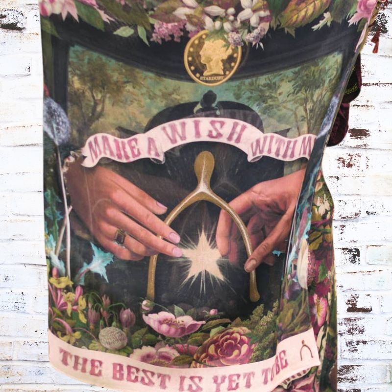 Make A Wish Floral Scarf with Symbols of Good Luck