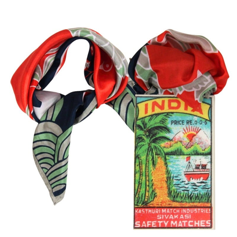 Agami Marine Silk Scarf in Navy with Gift Box