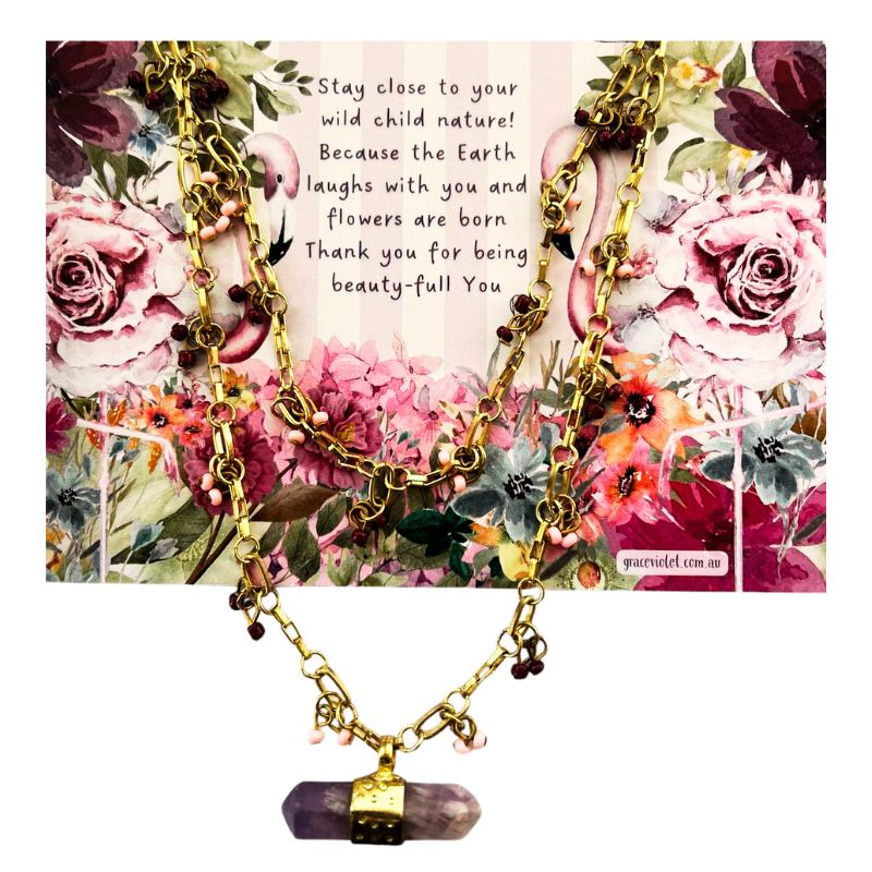 Amethyst Love Layer Gold Necklace