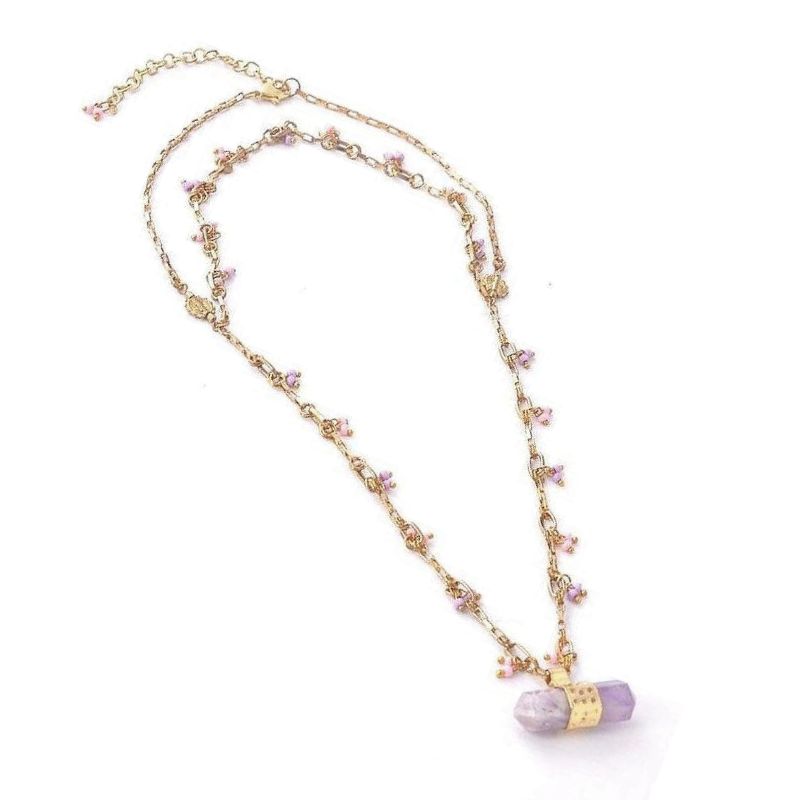 Amethyst Love Layer Gold Necklace