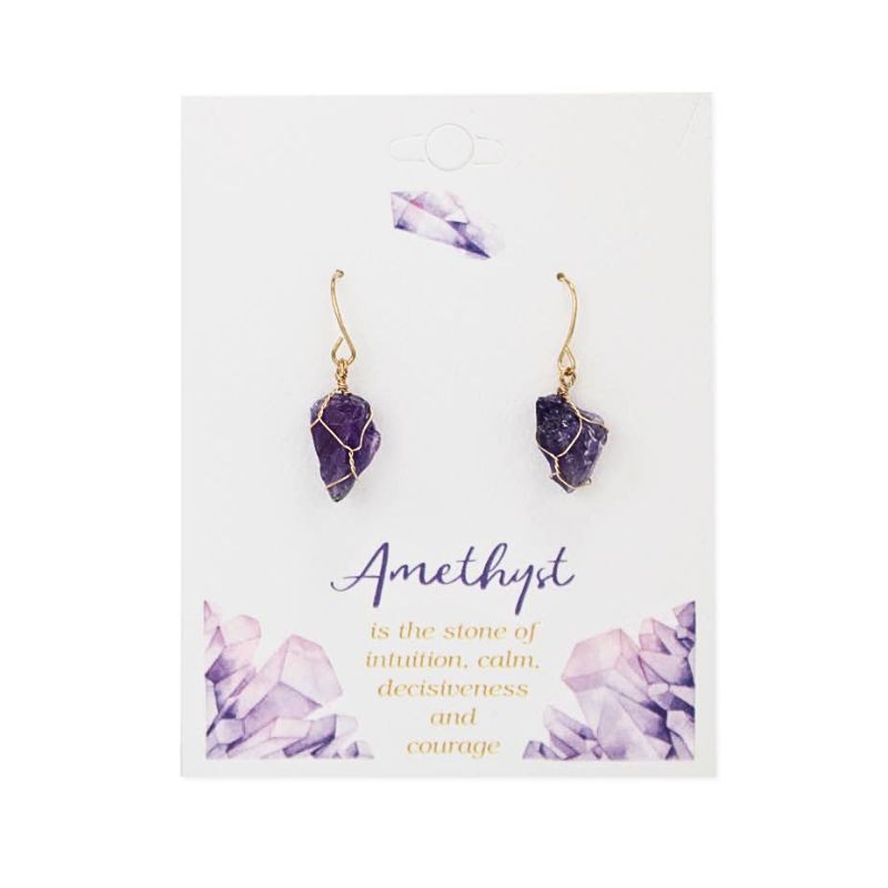 Amethyst Gold Wire Wrap Earrings