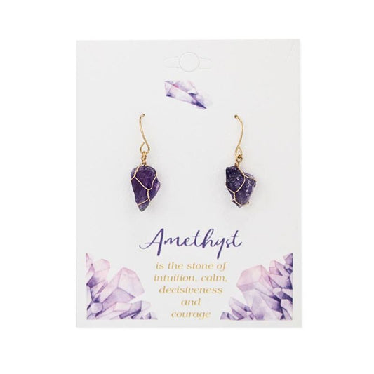 Amethyst Gold Wire Wrap Earrings