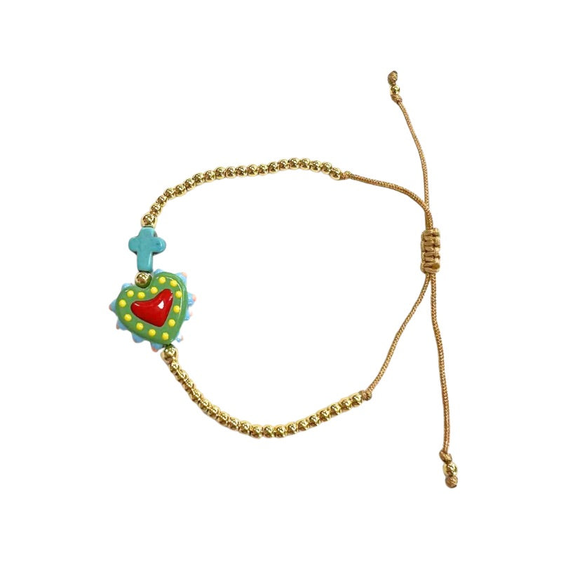 Cross My Heart Pull Tie Bracelet