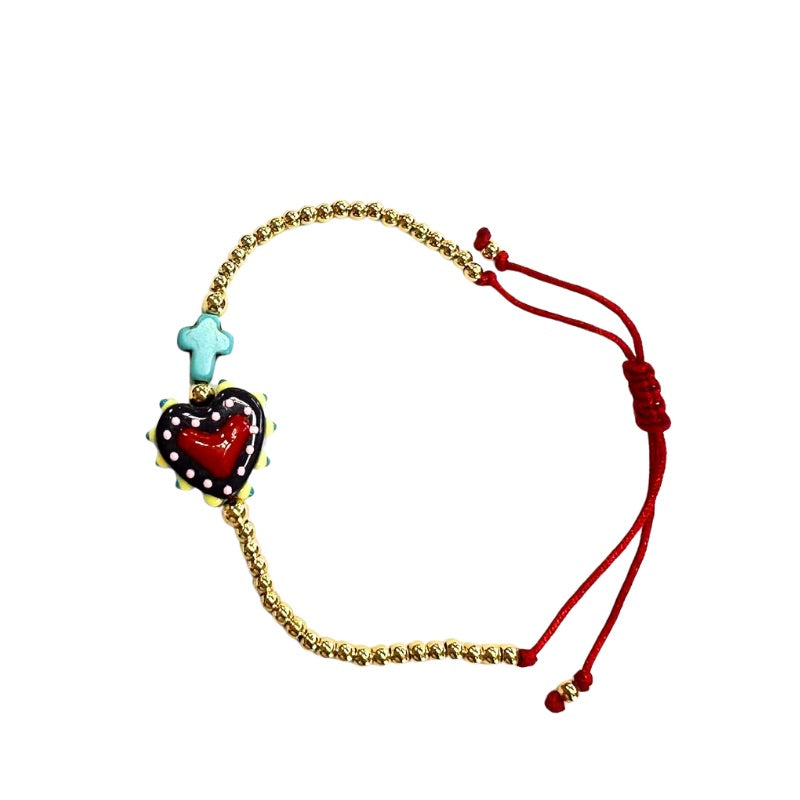 Cross My Heart Pull Tie Bracelet