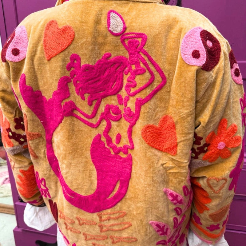 Ariël Mermaid Jacket in Golden Brown Velvet by ToutVintage