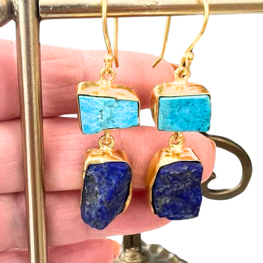 Arizona Turquoise & Lapis Lazuli Earrings - Deep Connection