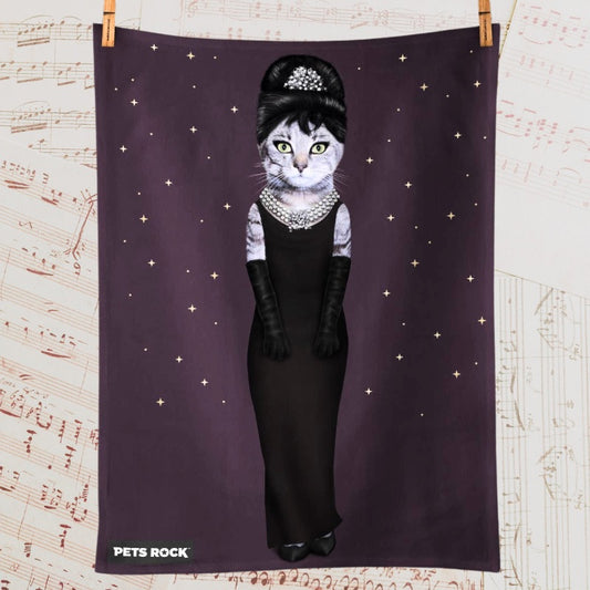 Audrey Catburn - A Purrfect Icon - Pets Rock Tea Towel