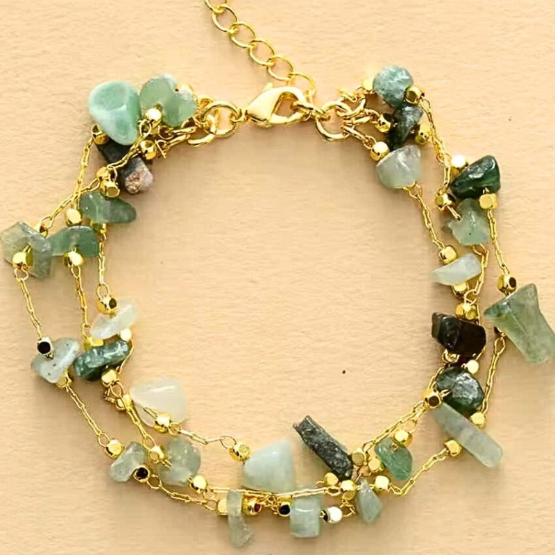 Aventurine Multi-Strand Link Chain Bracelet